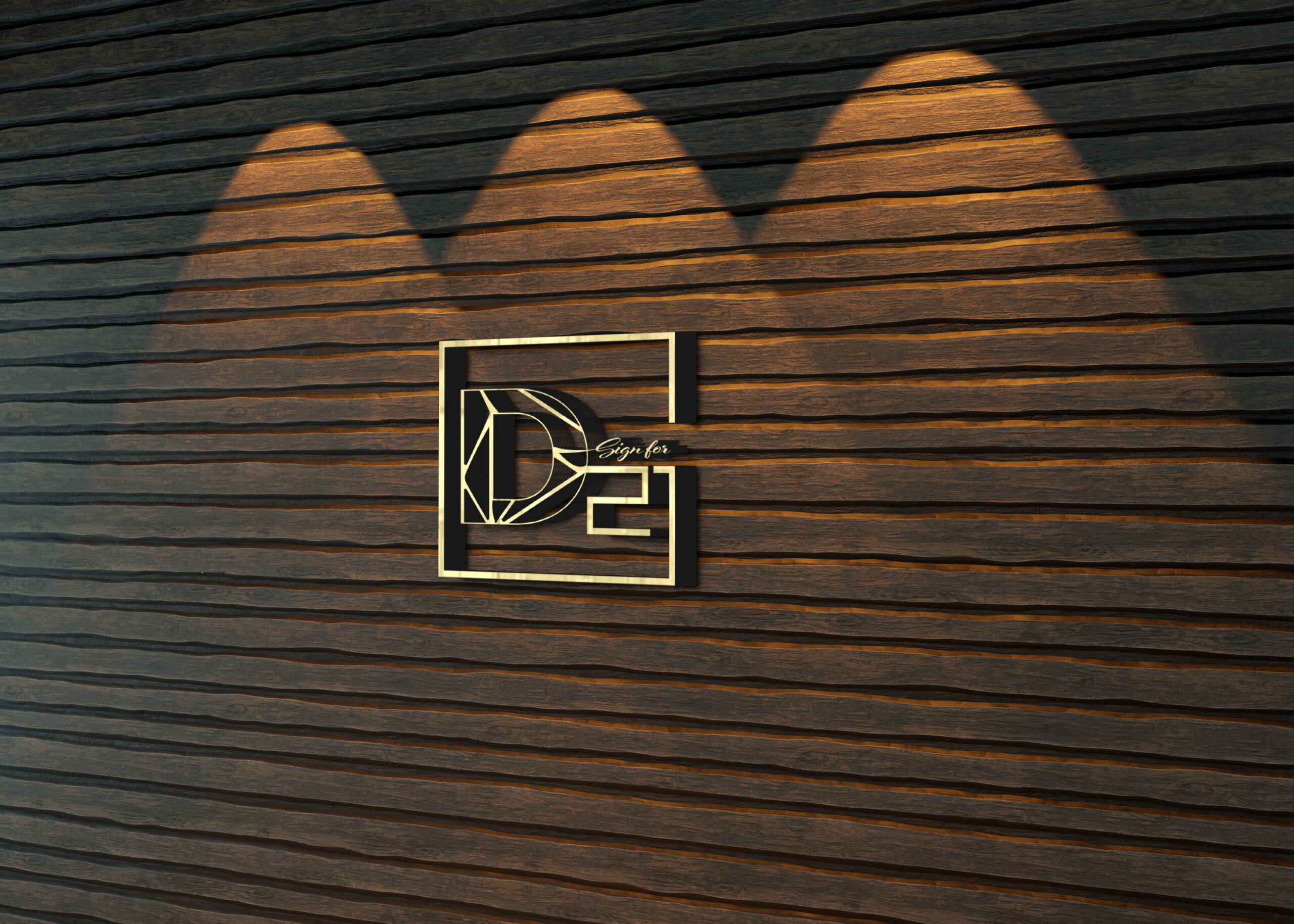 Free Night Scene Wooden Wall Logo Mock Up